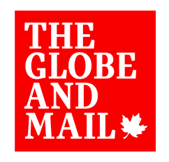 Logo of the globe and mail that featured an article about Vaultra Storage's moving services