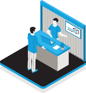 Graphic of a customer visiting a Vaultra Storage location