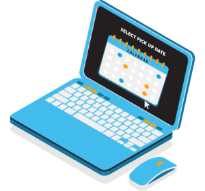 Selecting a pick up date on our online portal.