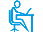 Graphic of an employee sitting at a desk.