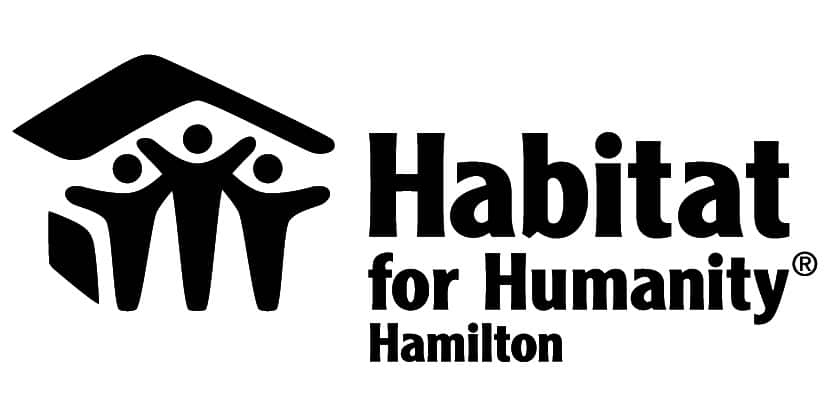Logo of Habitat for Humanity Hamilton, displayed alongside the text 'A Proud Partner of Vaultra Storage,' highlighting the collaboration between Vaultra Storage and Habitat for Humanity in supporting the community.