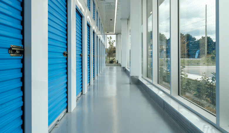 Second-floor storage units in our multistoried self storage facility, the ideal location for securely storing your items in Brampton.
