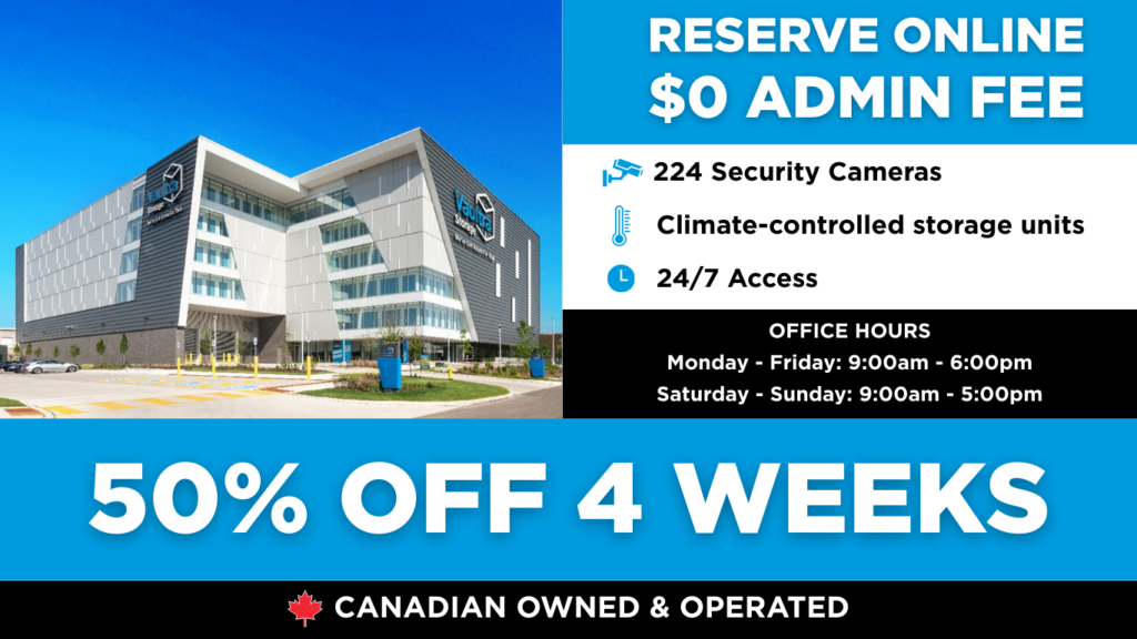 Get 50% off 4 weeks when you rent a storage unit in Toronto