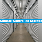 Clean climate-controlled storage unit interior at Vaultra Storage