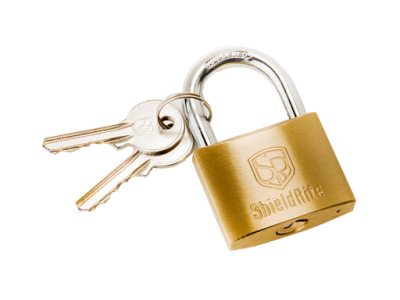 Brass lock used at select facilities at Vaultra Storage