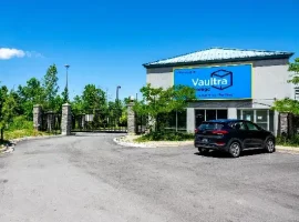 Exterior of Vaultra Storage Niagara, showcasing a secure, well-maintained storage facility with convenient access and ample parking in a clean environment